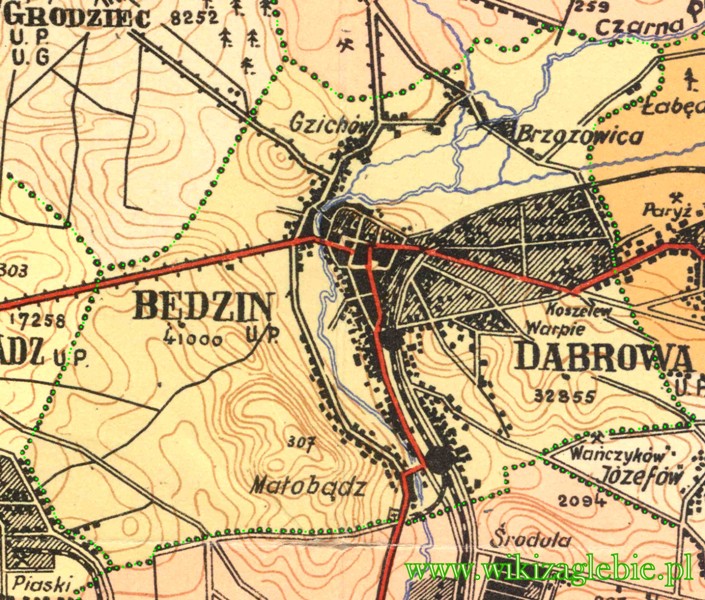 Plik:Miasto Będzin Mapa 1927 1939.jpg