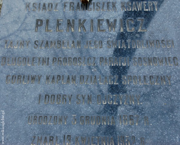 Plik:Sosnowiec cmentarz katolicki ul. Smutna Franciszek Ksawery Plenkiewicz 04.JPG