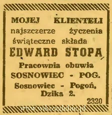 Plik:Reklama 1945 Sosnowiec Pracownia Obuwia Edward Stopa 01.JPG