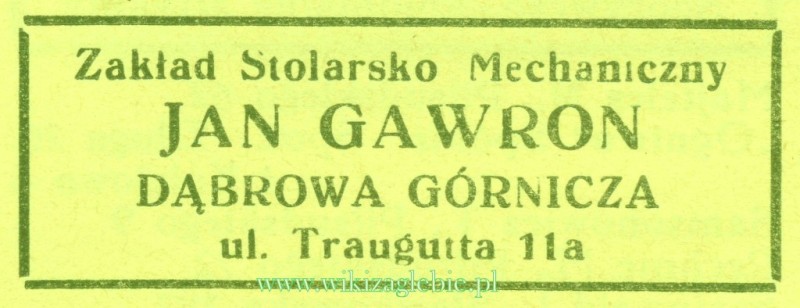 Plik:Reklama 1937 Dąbrowa Górnicza Zakład Stolarsko Mechaniczny Jan Gawron 01.jpg