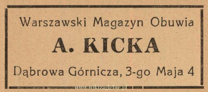 Plik:Reklama 1938 Dąbrowa Górnicza Warszawski Magazyn Obuwia A. Kicka 01.jpg