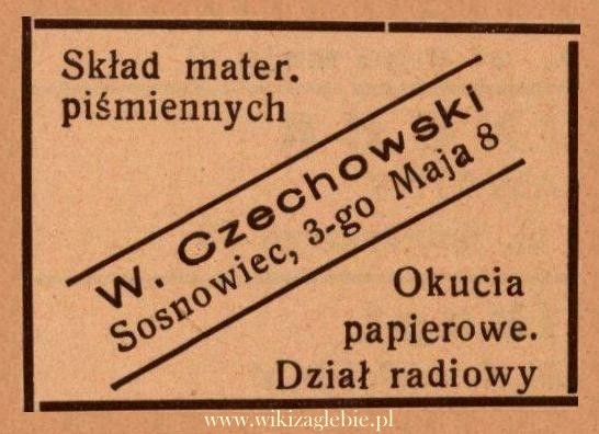 Plik:Reklama 1938 Sosnowiec Skład Materiałów Piśmiennych W. Czechowski 01.jpg