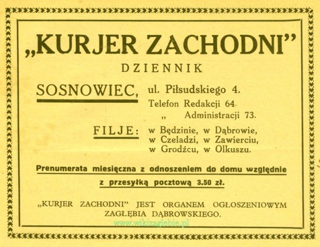Plik:Reklama 1931 Sosnowiec Kurier Zachodni 01.jpg