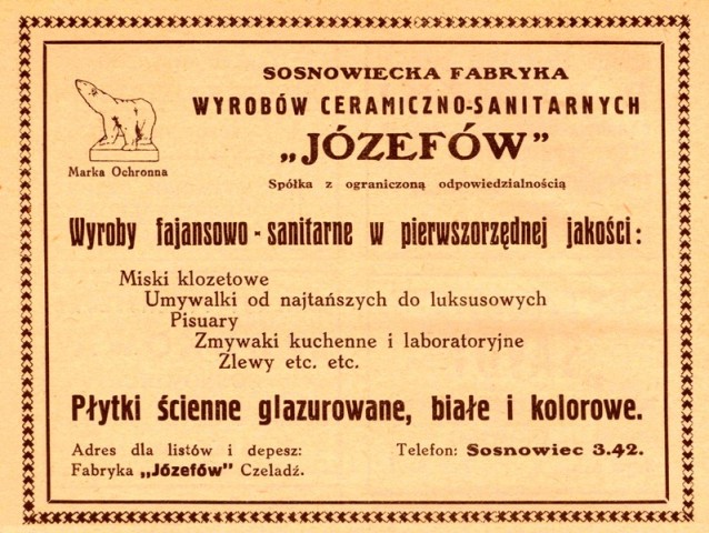 Plik:Reklama 1931 Czeladź Fabryka Wyrobów Ceramiczno-Sanitarnych Józefów 01.jpg