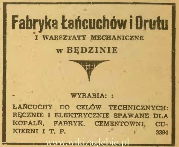 Plik:Reklama 1945 Będzin Fabryka Łańcuchów i Drutu 01.JPG