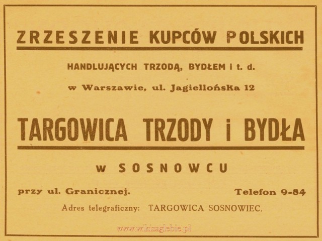 Plik:Reklama 1931 Sosnowiec ZKP Targowica Trzody i Bydła 01.jpg