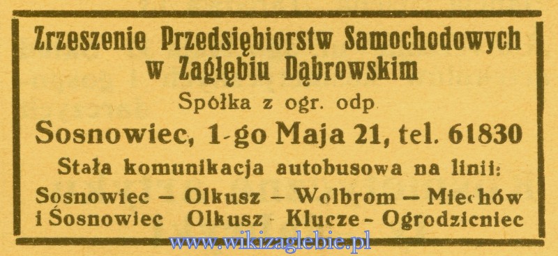 Plik:Reklama 1937 Sosnowiec Zrzeszenie Przedsiębiorstw Samochodowych w Zagłębiu Dąbrowskim 01.jpg
