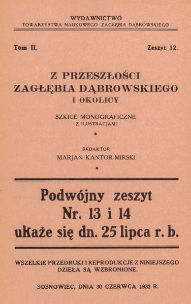Plik:Z przeszłości Zagłębia Dąbrowskiego i okolicy - Szkice monograficzne z ilustracjami - Tom 2 - nr 12.jpg