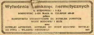 Reklama 1945 Sosnowiec Wytwórnia Zamknięć Hermetycznych R. Stępowski i Spółka 01.JPG