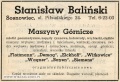 Reklama 1938 Sosnowiec Baliński Maszyny Górnicze.jpg