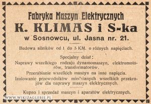 Reklama-1922-Sosnowiec-Fabryka-Maszyn-Elektrycznych-Klimas.jpg