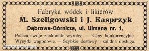 Reklama-1922-Dąbrowa-Górnicza-Szeligowski-Kasprzyk-Fabryka-wódek-likierów.jpg