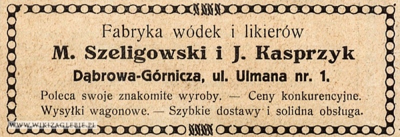 Plik:Reklama-1922-Dąbrowa-Górnicza-Szeligowski-Kasprzyk-Fabryka-wódek-likierów.jpg