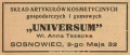 Reklama 1938 Sosnowiec Skład Artykułów Kosmetycznych Universum Anna Tszepke 01.jpg