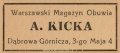 Reklama 1938 Dąbrowa Górnicza Warszawski Magazyn Obuwia A. Kicka 01.jpg