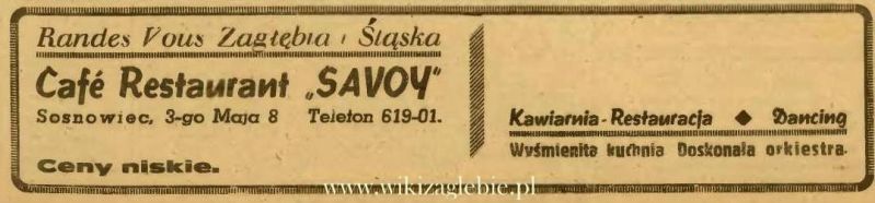 Plik:Reklama 1945 Sosnowiec Restauracja Savoy 01.JPG