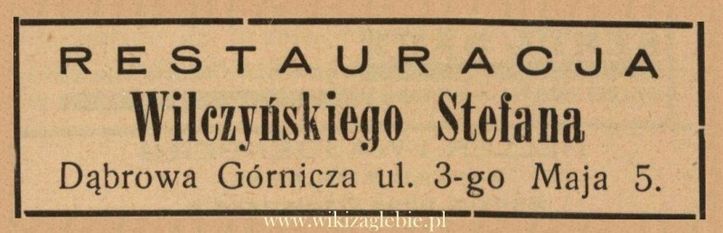 Plik:Reklama 1938 Dąbrowa Górnicza Restauracja Stefan Wilczyński 01.jpg