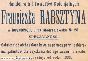 Reklama 1913 Sosnowiec Sklep kolonialny Rabsztyn.jpg