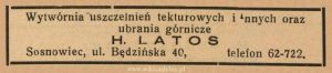 Reklama 1938 Sosnowiec Wytwórnia Uszczelnień H. Latos 01.jpg