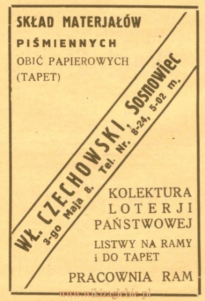 Plik:Reklama 1931 Sosnowiec Skład Materiałów Piśmiennych Wł. Czechowski 01.jpg