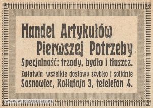 Reklama-1922-Sosnowiec-Handel-Artykułów-Pierwszej-Potrzeby.jpg