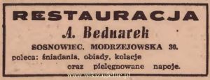 Reklama 1945 Sosnowiec Restauracja A. Bednarek 01.JPG