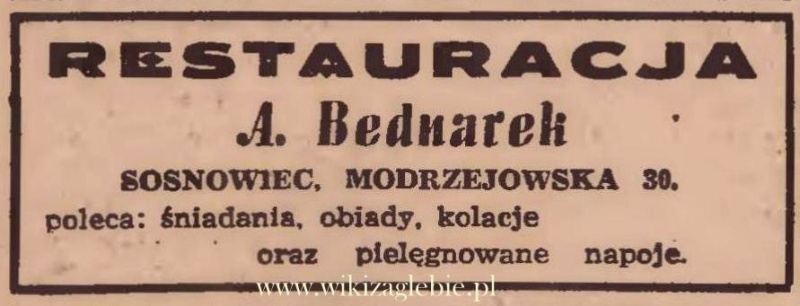 Plik:Reklama 1945 Sosnowiec Restauracja A. Bednarek 01.JPG