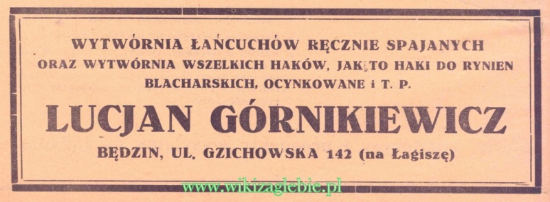 Plik:Reklama 1937 Będzin Wytwórnia Łańcuchów i Haków Lucjan Górnikiewicz 01.jpg