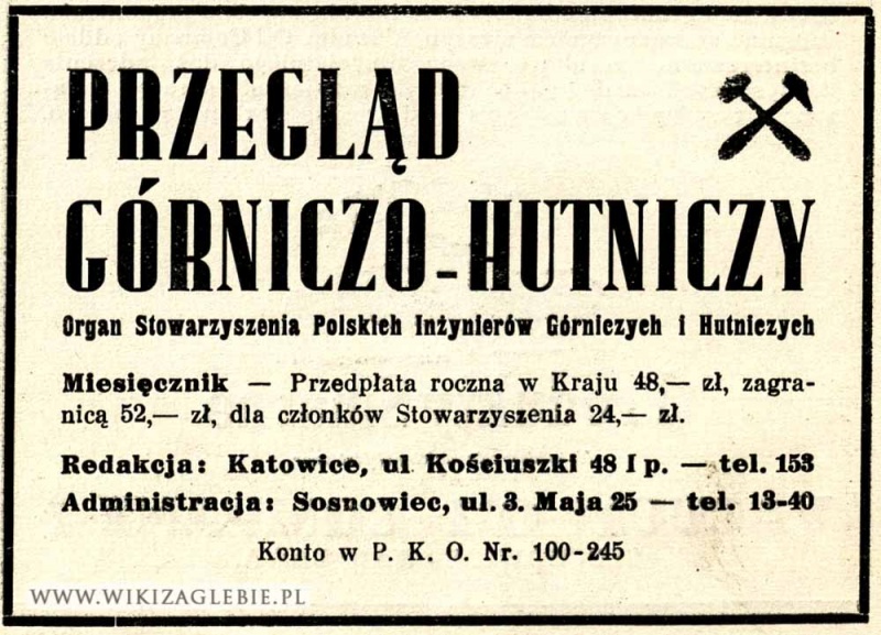 Plik:Reklama 1929 Sosnowiec Przegląd Górniczo Hutniczy.jpg
