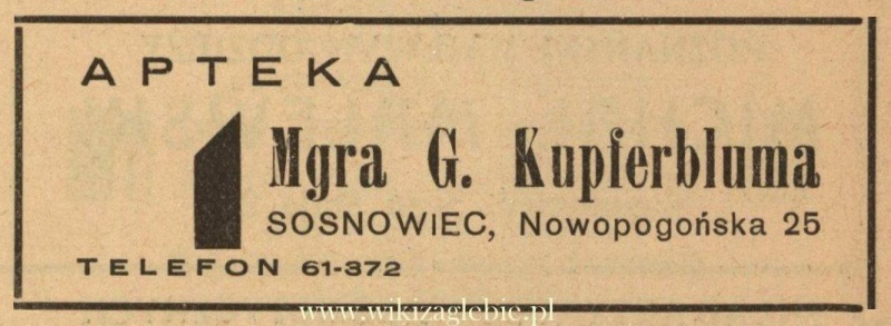 Plik:Reklama 1938 Sosnowiec Apteka G. Kupferblum 01.jpg