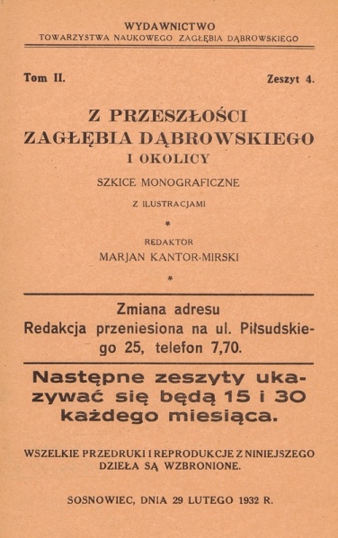 Plik:Z przeszłości Zagłębia Dąbrowskiego i okolicy - Szkice monograficzne z ilustracjami - Tom 2 - nr 04.jpg
