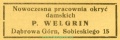 Reklama 1937 Dąbrowa Górnicza Nowoczesna Pracownia Okryć Damskich P. Welgrin 01.jpg