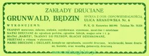Reklama 1937 Będzin Zakłady Druciane Grunwald 01.jpg