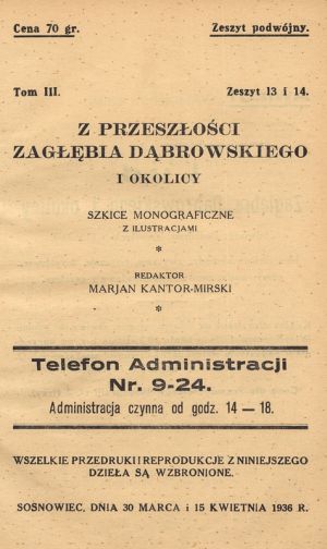 Z przeszłości Zagłębia Dąbrowskiego i okolicy - Szkice monograficzne z ilustracjami - Tom 3 - nr 13-14.jpg