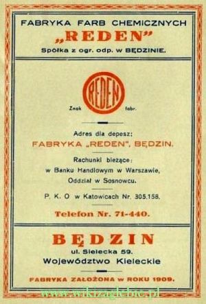 Reklama 1939 Będzin Fabryka Farb Chemicznych Reden 02.jpg