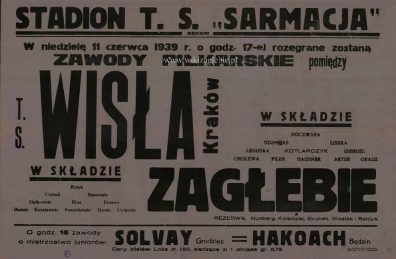 Plik:Plakat na mecz Reprezentacja Zagłębia Dąbrowskiego Wisła Kraków.jpg