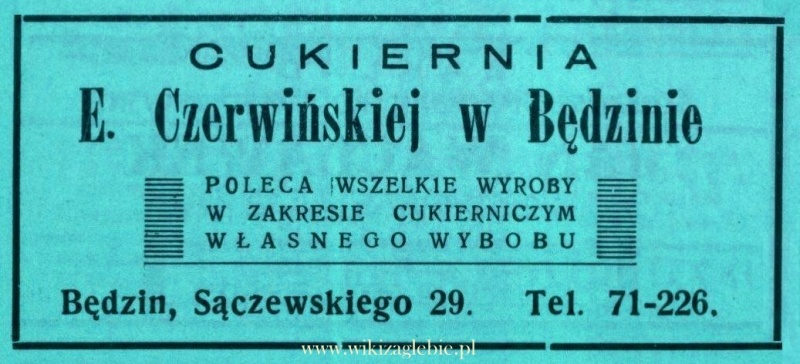 Plik:Reklama 1938 Będzin Cukiernia E. Czerwińska 01.jpg