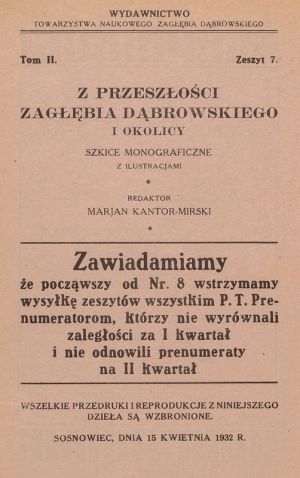 Z przeszłości Zagłębia Dąbrowskiego i okolicy - Szkice monograficzne z ilustracjami - Tom 2 - nr 07.jpg