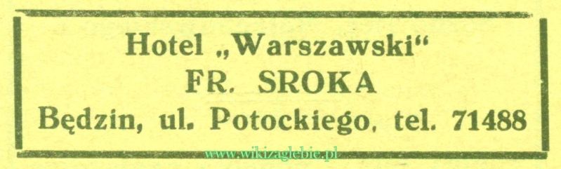 Plik:Reklama 1937 Będzin Hotel Warszawski 01.jpg