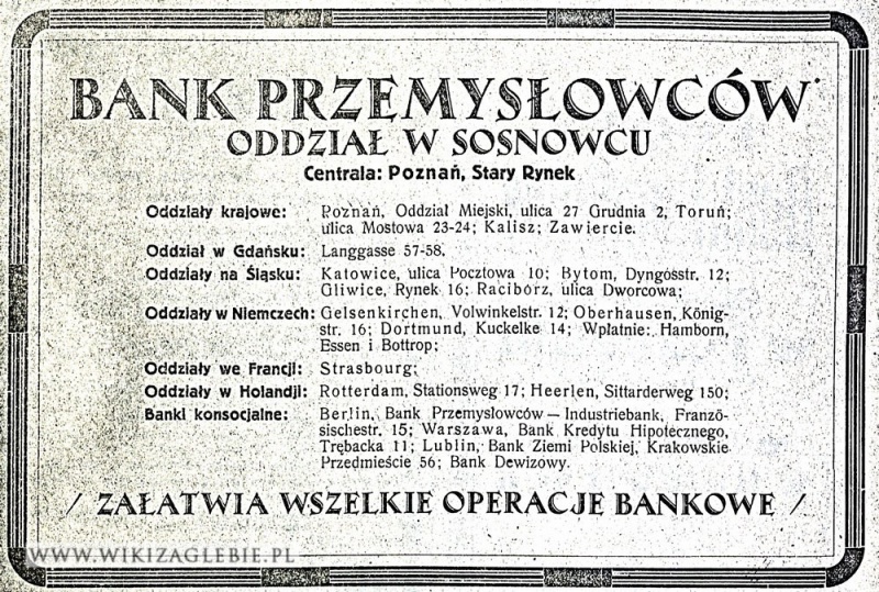 Plik:Reklama-1922-Sosnowiec-Bank-Przemysłowców-oddział-w-Sosnowcu.jpg