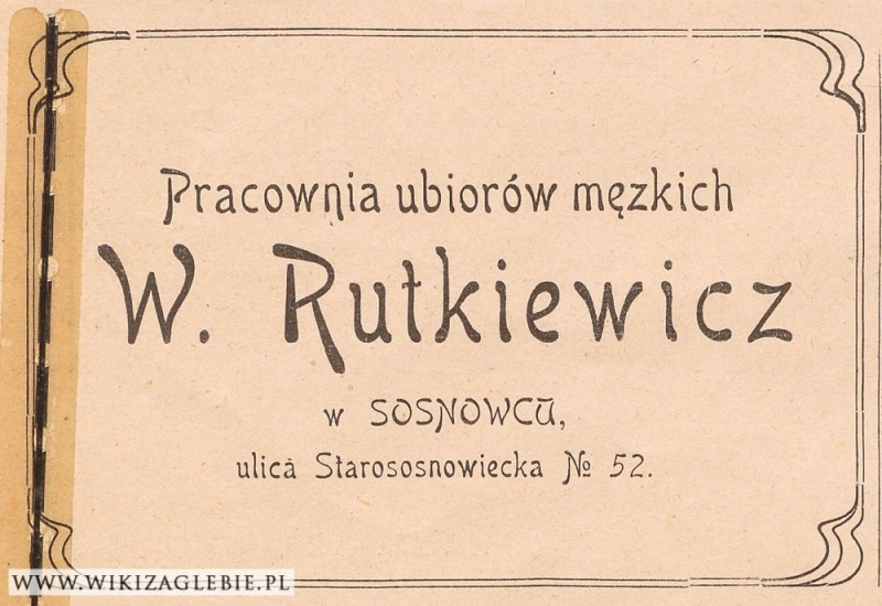 Plik:Reklama 1913 Sosnowiec Krawiec Rutkiewicz.jpg