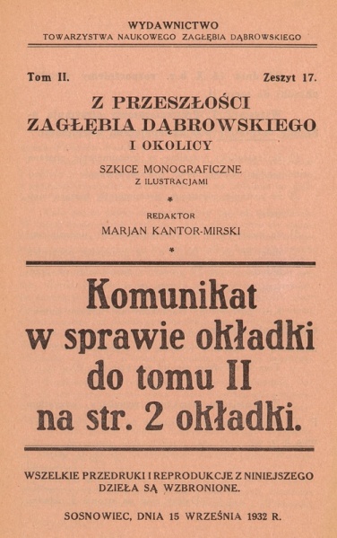 Plik:Z przeszłości Zagłębia Dąbrowskiego i okolicy - Szkice monograficzne z ilustracjami - Tom 2 - nr 17.jpg