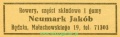 Reklama 1937 Będzin Rowery, Części Składowe i Gumy Neumark Jakób 01.jpg