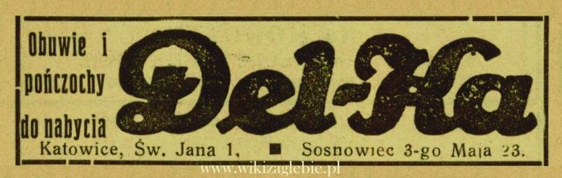 Plik:Reklama 1938 Sosnowiec Sklep Obuwie i Pończochy Del-Ka 01.jpg