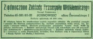 Reklama 1945 Sosnowiec Zjednoczone Zakłady Przemysłu Włókienniczego 01.JPG