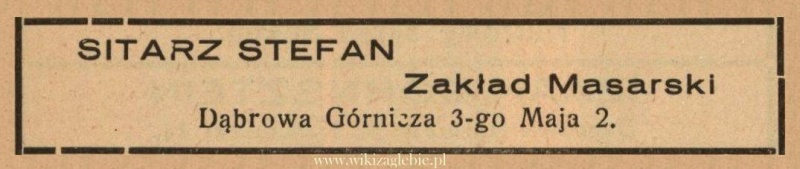 Plik:Reklama 1938 Dąbrowa Górnicza Zakład Masarski Stefan Sitarz 01.jpg