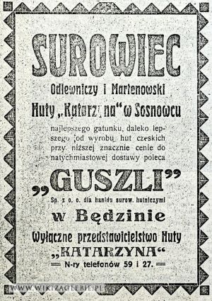 Reklama-1922-Sosnowiec-Będzin-Surowiec-Huta-Katarzyna-Guszli.jpg