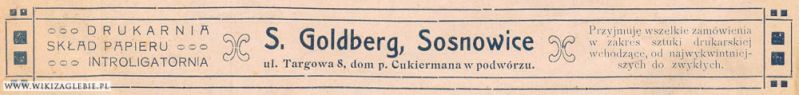 Plik:Reklama 1913 Sosnowiec Drukarnia Goldberg.jpg