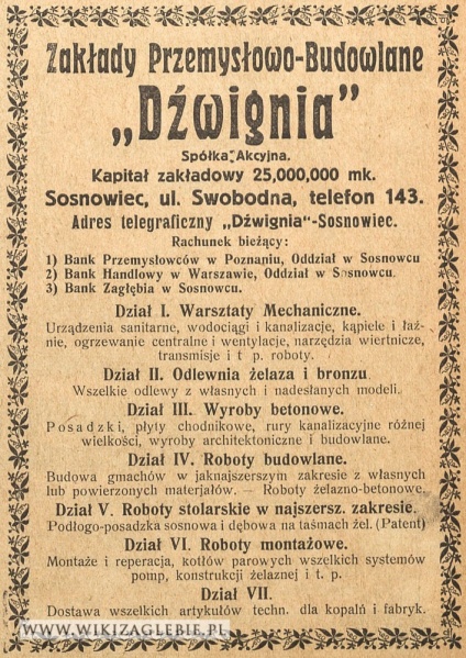 Plik:Reklama-1922-Sosnowiec-Dźwignia-Zakład-Przemysłowo-Handlowy.jpg