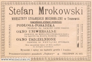 Reklama 1913 Sosnowiec Warsztat stolarski Mrokowski.jpg